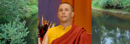 Kunzang (Orgyen Zangpo) on stage in the Gonpa teaching for YouTube