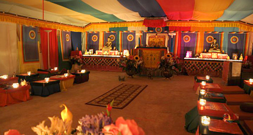 Nighttime in the shrine tent