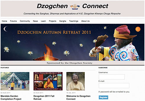 Dzogchen Connect home page.
