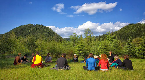Dharma teaching at the Varanasi meadow, April 2012